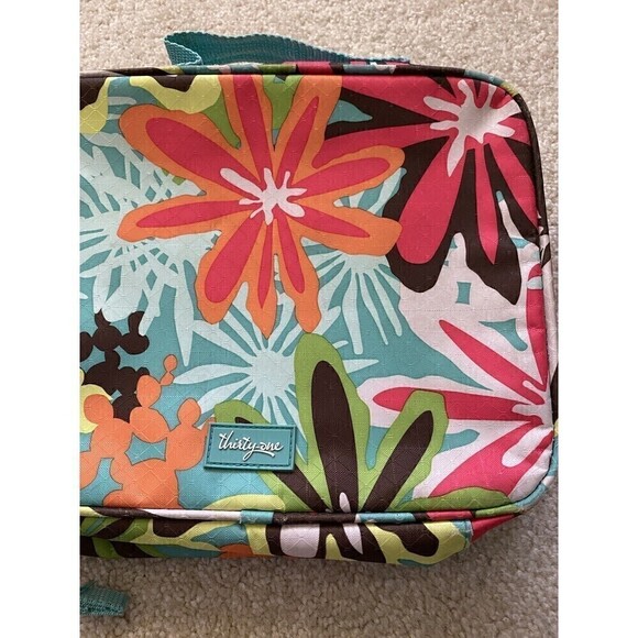 Thirty One Lunch Tote Tropical Floral Teal Cool Case Daisy Craze Thermal 952A - Picture 3 of 5